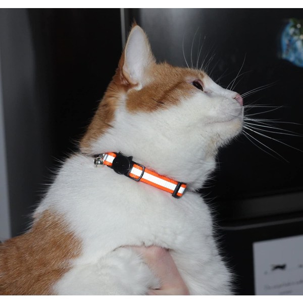 ]uppgraderad version - reflekterande katthalsband med klocka, set om 6, solida och säkra halsband för katter, nylon, blandade färger, djurhalsband, utbrytande katthalsband, F