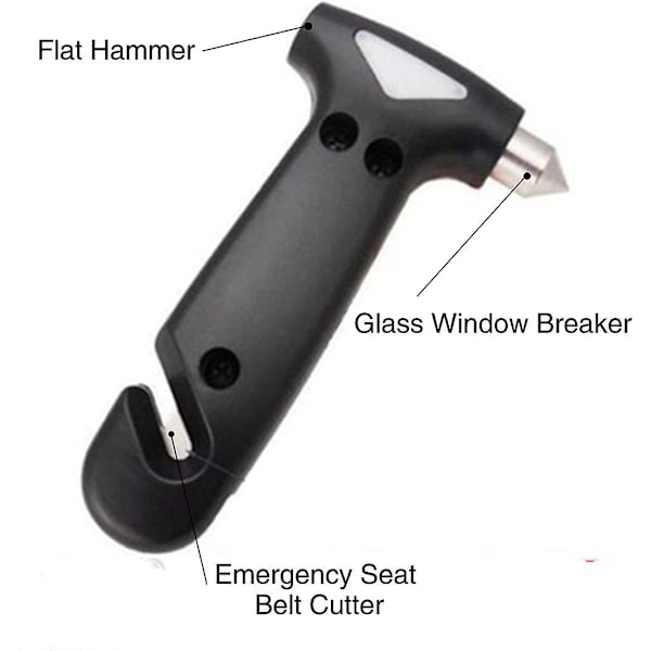 Emergency Hammer Rudebryder Hammer Rescue Hammer Automobil Bil Rescue Hammer Sikkerhedsseleskærer Sort