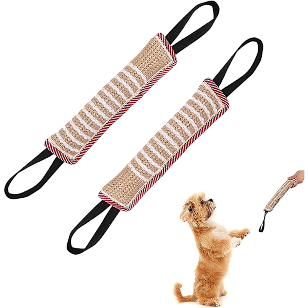 2-pak Hundesok Jute Hundesok 30 cm med to håndtag Reb Sok Hundelegetøj Meget robust Hundelegetøj Interaktivt spil