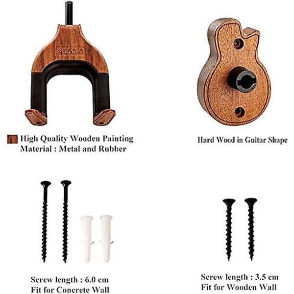 Guitar Wall Hanger, Självlåsande Guitar Wall Hanger, Hardwood Base Guitar Hanger, Gitarrkrok, Akustisk, Klassisk, Elektrisk