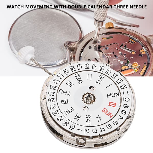 8205 Urverk Guld Dubbel Kalender Tre Visare