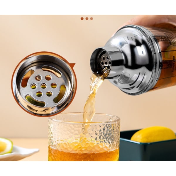 Rustfritt stålglass med bartenderskala glassshaker 450ML melketeglass (hvit),