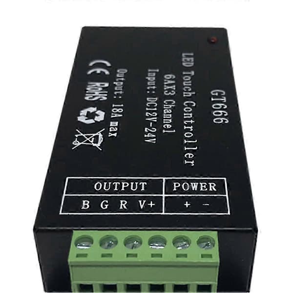 GT666 DC12-24V 6Ax3Kanal RBG Touch LED Controller til 5050 RGB Strip Lights
