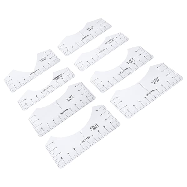 T-shirt Guide Ruler Alignment Tool Rund Hals Kalibrering Sömnad Alignment Guide Transparent Kläddesign
