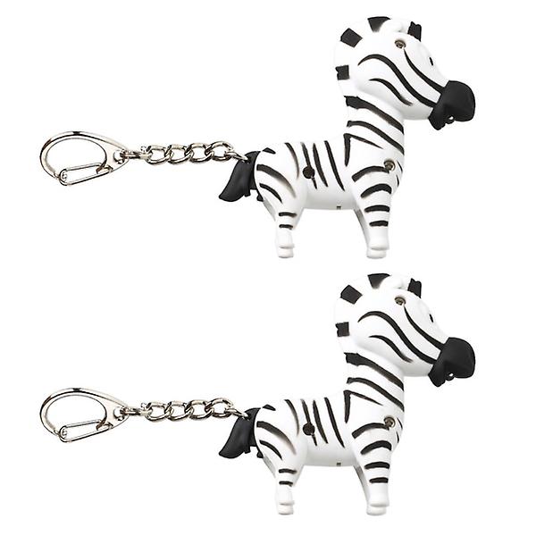 2 stk Zebra Shape Led-lyd og glødende nøgleringe Nøglevedhæng (tilfældig stil)