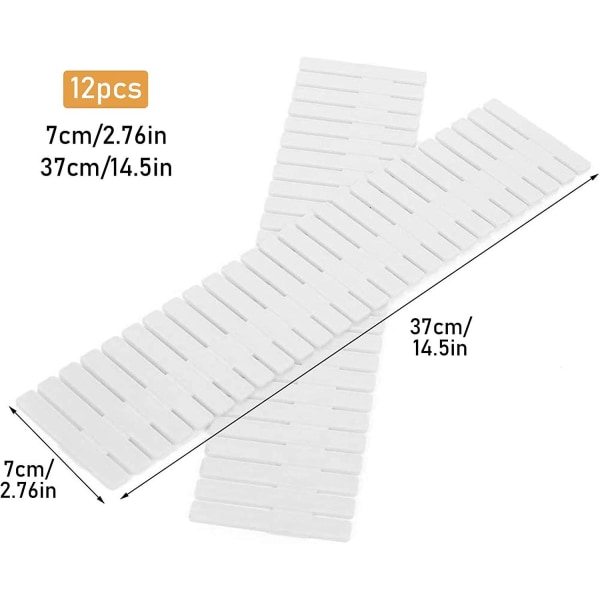 12 stk gør-det-selv skuffeopdeler, justerbare skuffeopdelere, 37 * 7 cm, til undertøj, bæltestrømper, køkken, kontorartikler, hvid