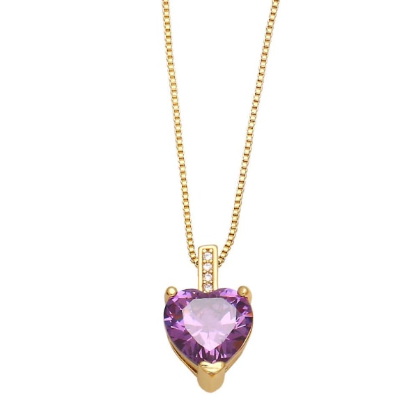Halsband Vintage Zircon Heart Stud Modesmycken Ac9060 purple