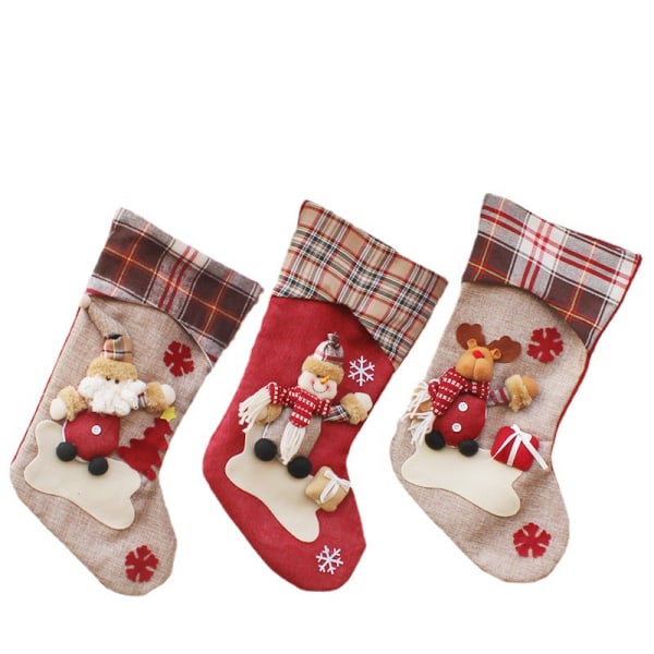 Julepynt Grand Santa Claus Snowman Julegodteristrømper med snøring Gavepose W