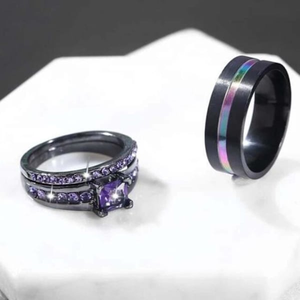 3 kpl / set Pari Sormukset Leveä Sileä Pinta Seos Cubic Zirkonia Ohut Line Sormukset Muotikorut