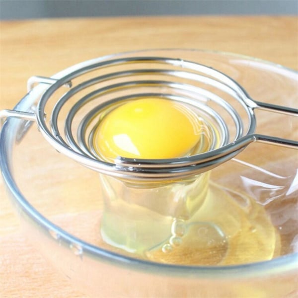 3 stk Eggdeler Langt håndtak kjøkkenverktøy rustfritt stål sirkler trakt eggeplommeseparator for kjøkken