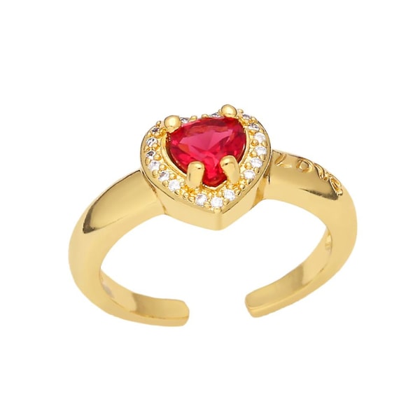 Ring Vintage Zircon Heart Stud Modesmycken Ac9198 Red