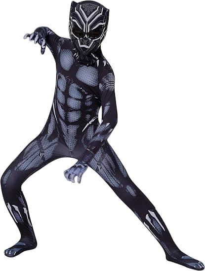 Sorte panter-tights helte-cosplay-tøj til børn voksne co