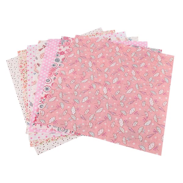 Rosa Blommor Bomullstyg Rutor 7st DIY Hantverk Patchwork