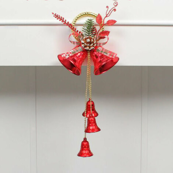 Stk Christmas Jingle Bells Dørbøjle Ornamenter Juletræspynt, Garland Bell Pendant Båndbuer DIY Tree D
