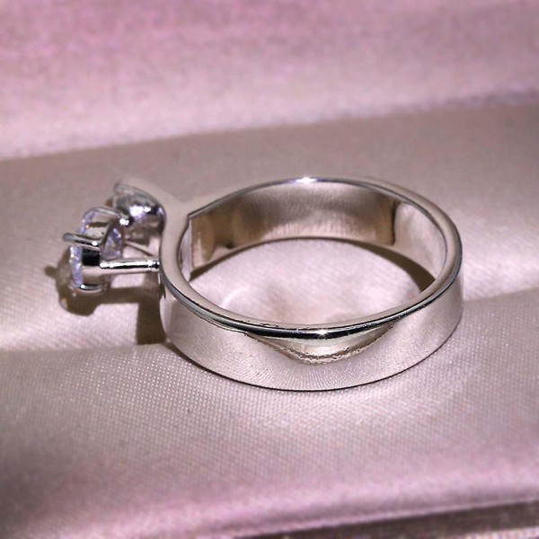 Kvinnor Rund Cubic Zirconia Inläggningar Finger Ring Bröllop Engagemang Smycken Present US8