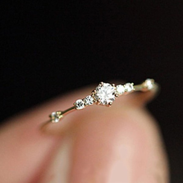 Dammode Rhinestone Inläggningar Bröllop Engagemang Finger Ring Smycken Present Silver US8