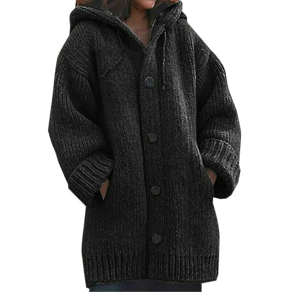 Kvinner Chunky strikket genser jakke hette cardigan frakk M