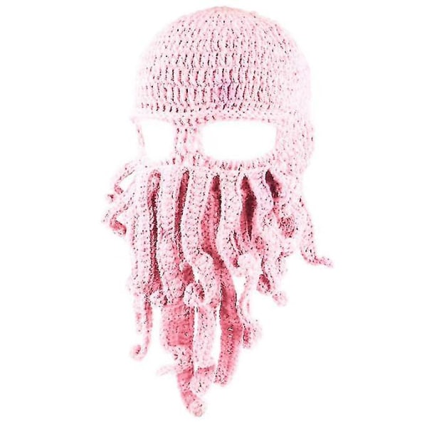 Tentakel Octopus Stickad Beanie Warm Hat Pink