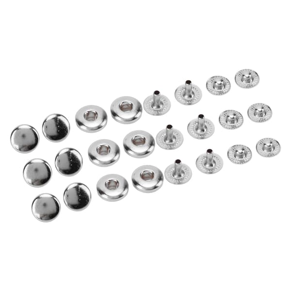 200-set tryckknappar 8 mm stark koppar utsökt glans allmänt använda läderknappar för kläder, väskor, läder, silver