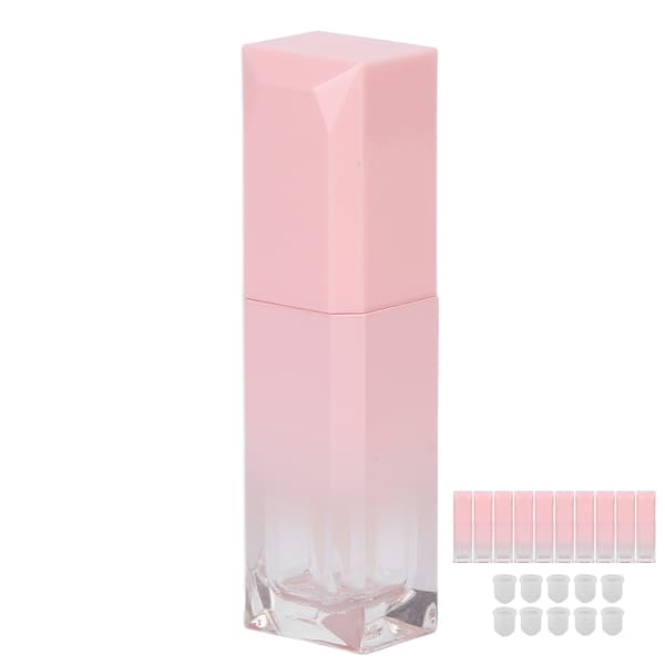 10 stk 6 ml tomme påfyllbare lipgloss-tuber rosa gradient DIY leppestiftbeholdere