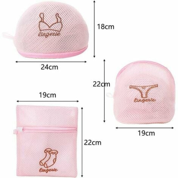 BH Mesh linne för tvättmaskin Återanvändbar väska, resa, förvaring, polyester mesh tvättpåse, med dragkedja, set om 6 (2x bh