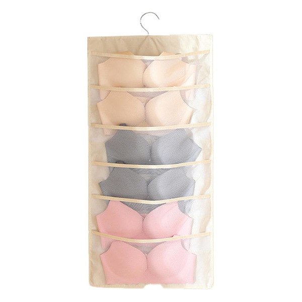 Monikäyttöinen riippuva vaatekaappi Kaksipuolinen riippuva säilytyskassi style2 beige