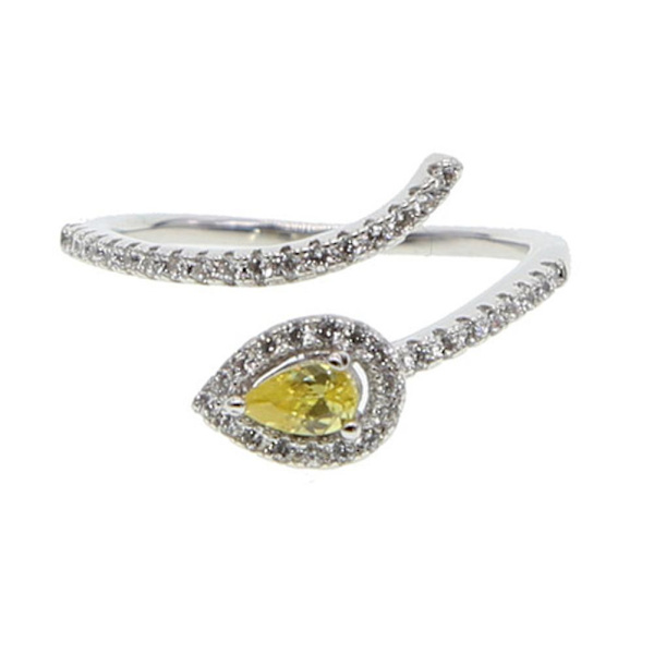 Mode Kvinnor Orm Födelse Strass Finger Ring Justerbar Öppning Smycken Present Silver and Blue