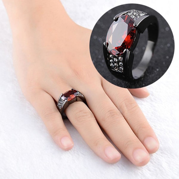 Man Mode Cool Stor Röd Rhinestone Inlagd Finger Ring Smycken Presentstorlek 8-12 8