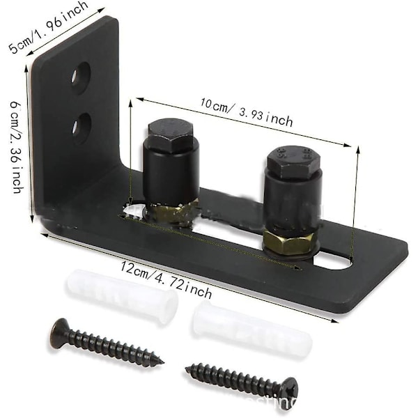 2-pack justerbara golvstyrrullar för skjutdörr, svart, superslät och tyst, lätt att installera (2 rullar), passar alla dörrstorlekar