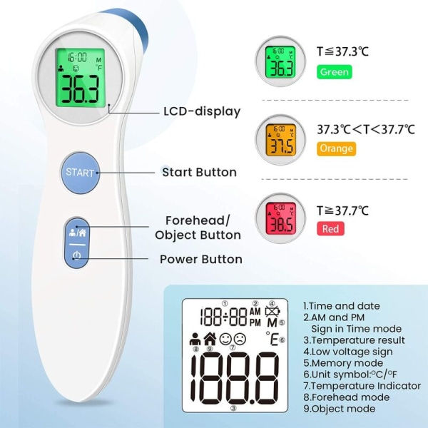 Ældre baby intelligent temperaturmålingspistol fjernbetjening mekanisk termometer med dobbelt anvendelse