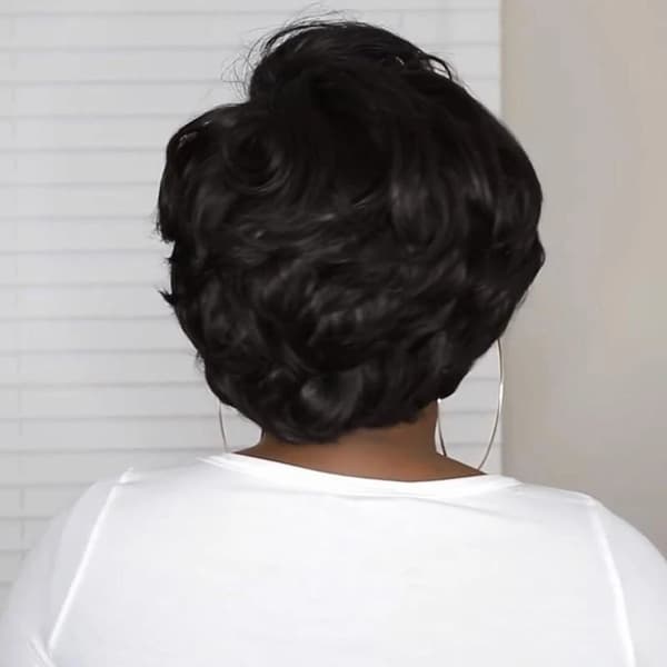 Kort Lockigt Mänskligt Hår Pixie Cut Peruk för Kvinnor