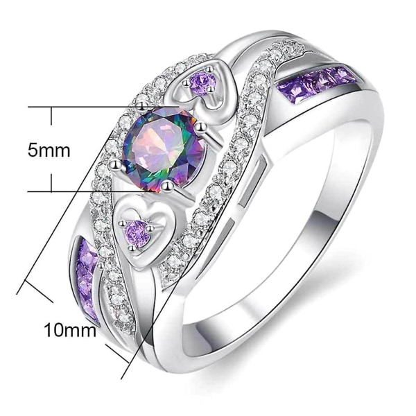Forlovelse Bryllup Dobbel Hjerte Cubic Zirconia Innlagt Bridal Finger Ring smykker US 6