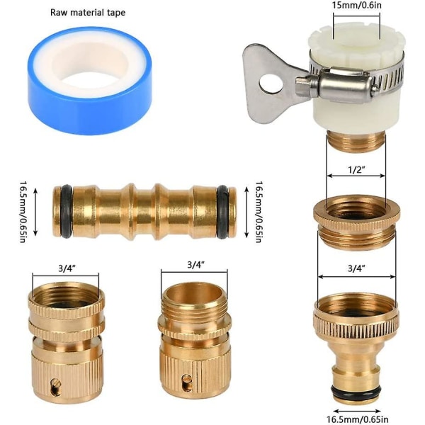 L 4 stycken gängade adaptrar, mässing Connect Y Ventil Slang End Rörkopplingar för rör Universal Adapter Tillbehör Adapter Connectors