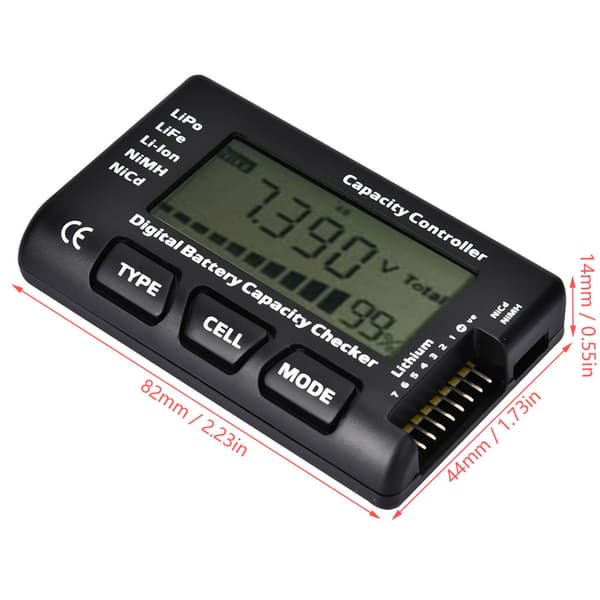 GTPower 2-7S Digital Batterikapacitet Kontrollmätare för RC