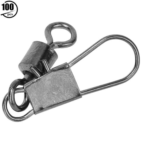 100 st Interlock Snap Kullagersvängbara Rullande Ring Fiskekoppling Båtkrok