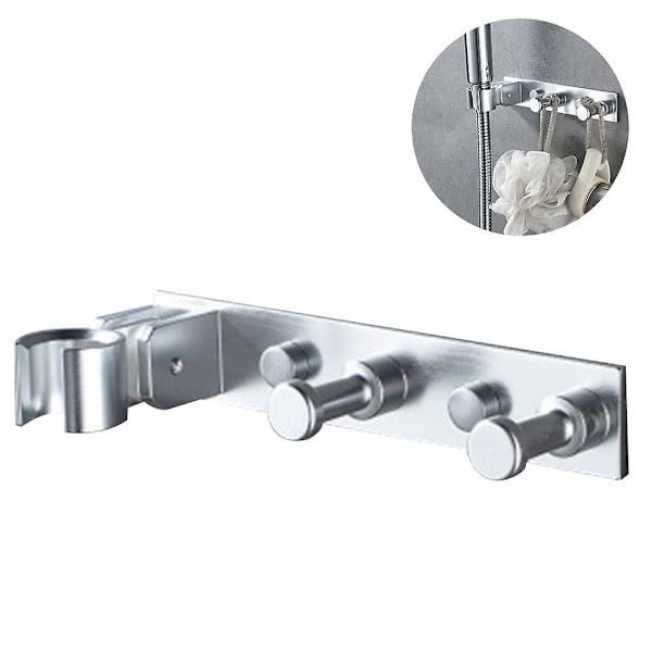 Duschhuvudhållare Väggfäste med 2 hängkrokar Handhållet duschfäste Behövs ingen borrmaskin Matte Style 2