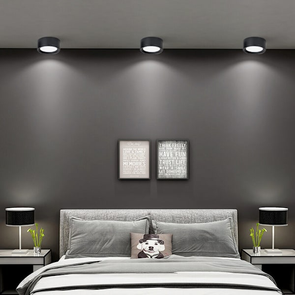 LED-loftslys 4,0 tommer 12W, 4000K hvidt lys, sort loftslys 3 STK