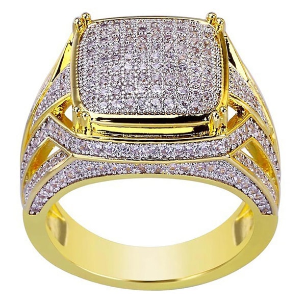 Glänsande Rhinestones Smycken Män Kvinnor Förlovning Bröllop Brudgum Ring US 10