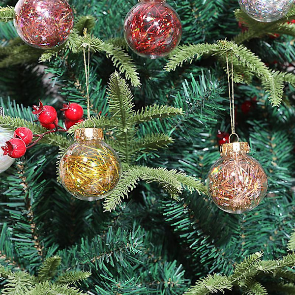 7 st julboll Transparent julgransprydnader champagne