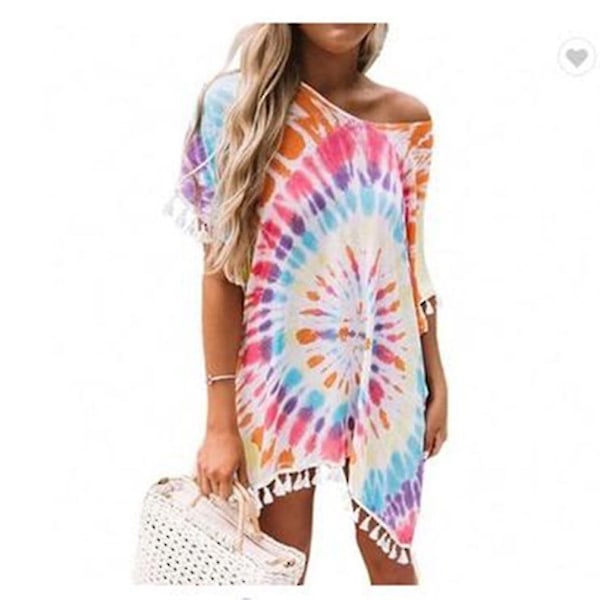 Boho-trykt Bikini Cover Up Suncreen Beachwear Bluse