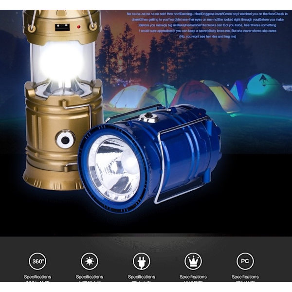 Campinglampa, multifunktionell bärbar utomhuslampa (blå)