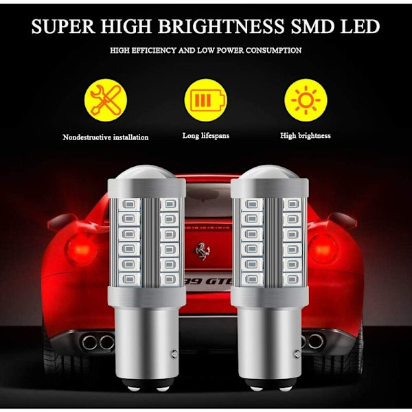 Punainen 1157 BAY15D P21/5W 5630 33SMD Auton LED-polttimot Canbus 900LM Super Kirkas takajarruvalo Sumuvalot Takavalo