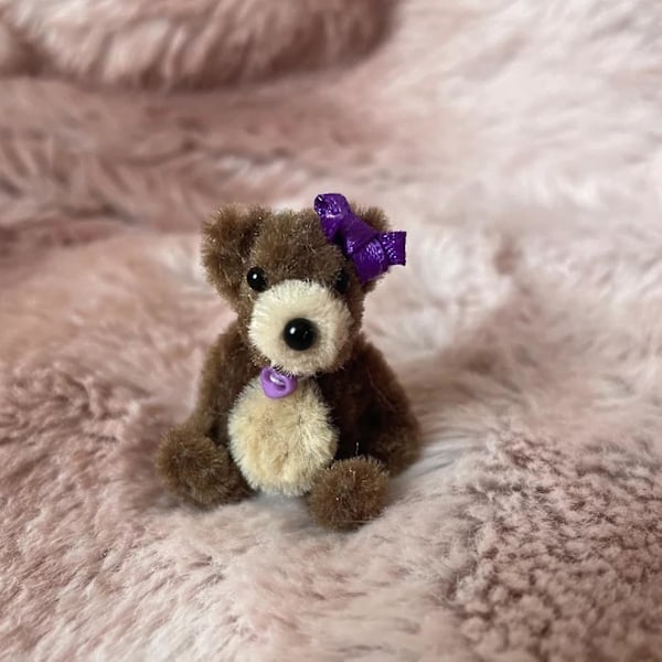 Tiny Handmade Teddy Bear - A Little Pocket Bear Klem coffee