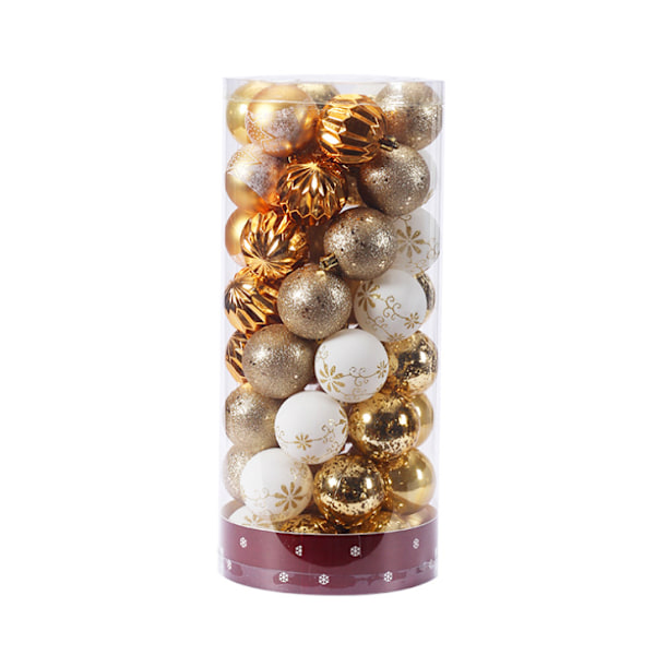 Juldekorationer 6cm,50st målade julkulor Julgranshänge Presentpaket, vit G