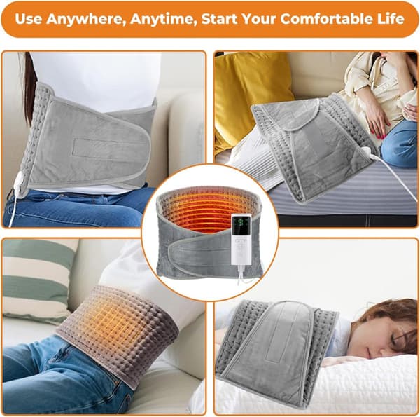 Rechargeable Heating Belt - Back Heating Pad - Portable Electric Blanket - 125 x 30 cm - Back Heating Blanket - Abdomen and Waist - 4 Timer Settings