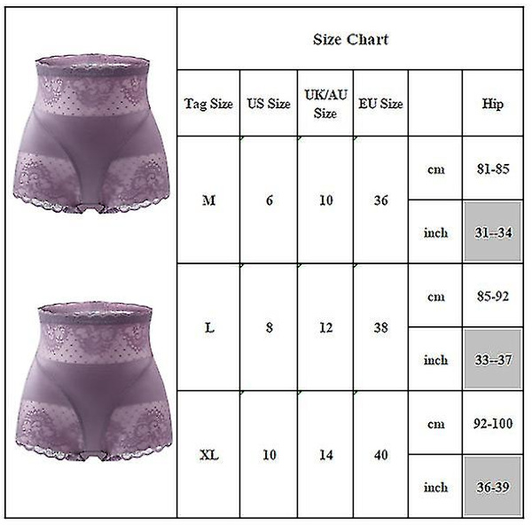 Kvinnor Spets Hög midja Underkläder Trosor Trosor Purple XL