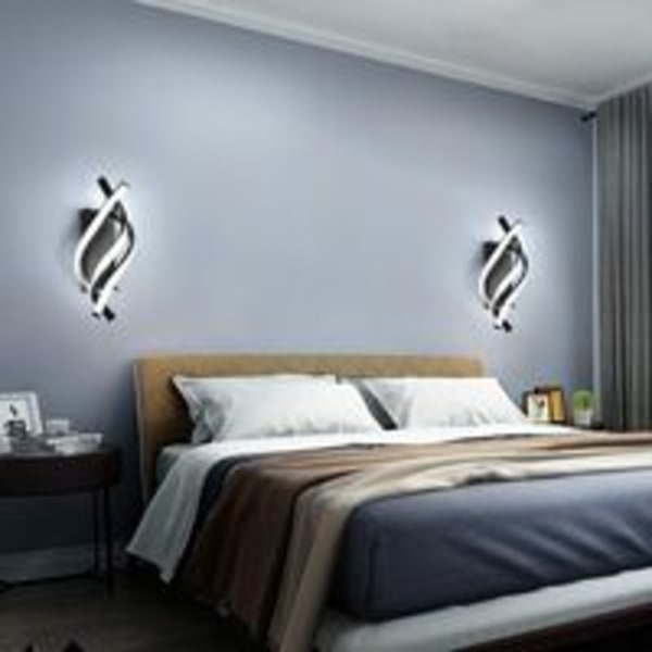 18W moderne væglampe, LED-væglampe, buet design IP20, 3000K varmt hvidt lys, 1200 lumen sort IP20, til soveværelse, arbejdsværelse [Energiklasse A+++]