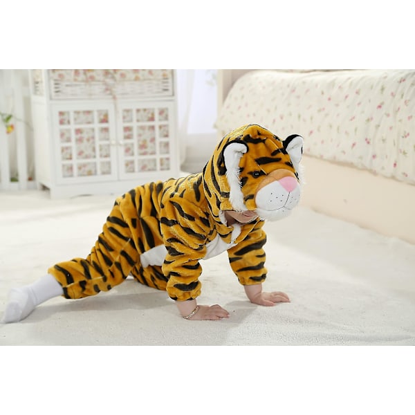 Baby Dinosaur Kostume Børne Sød Hættetrøje Jumpsuit Halloween Tiger 6-12 Months