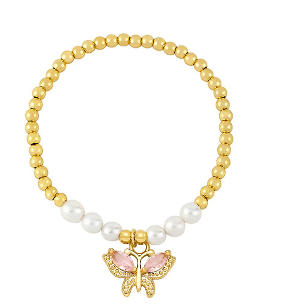 Armband Vintage Zircon Butterfly Fashion Smycken Ac10760 Pink