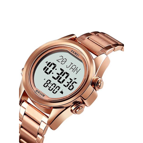 Herr 1667 rostfritt stål baksida Digital Alfajr Azan watch - 44 mm - roséguld
